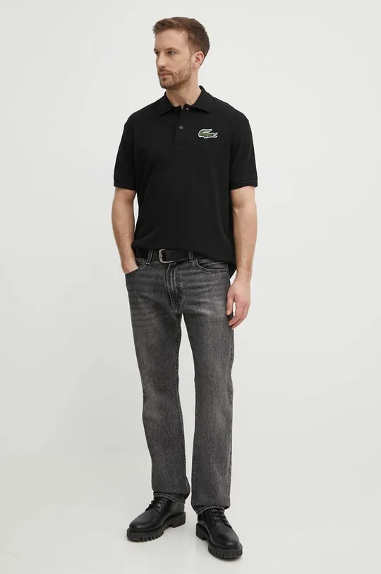 Bavlnené polo tričko Lacoste čierna