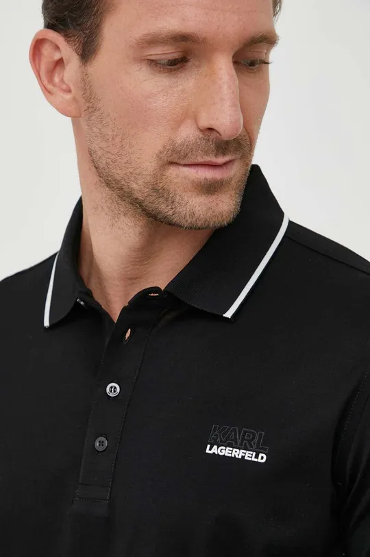 μαύρο Βαμβακερό μπλουζάκι πόλο Karl Lagerfeld
