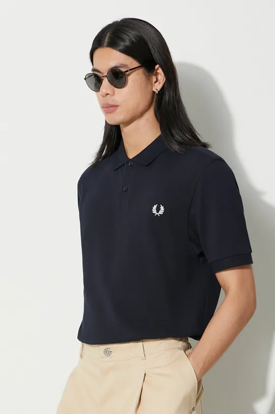 navy Fred Perry cotton polo shirt