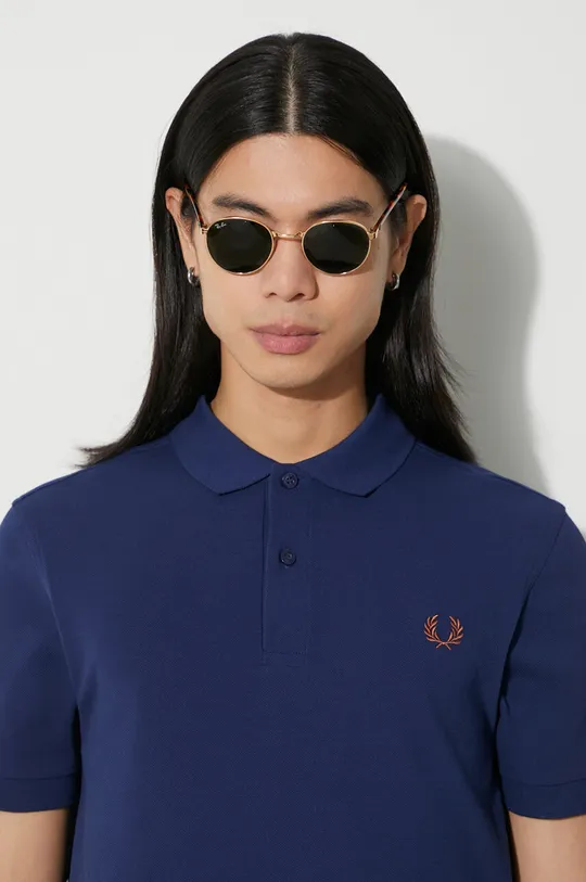 tmavomodrá Bavlnené polo tričko Fred Perry Pánsky