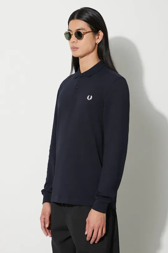 navy Fred Perry cotton longsleeve top