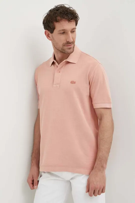 różowy Lacoste polo bawełniane