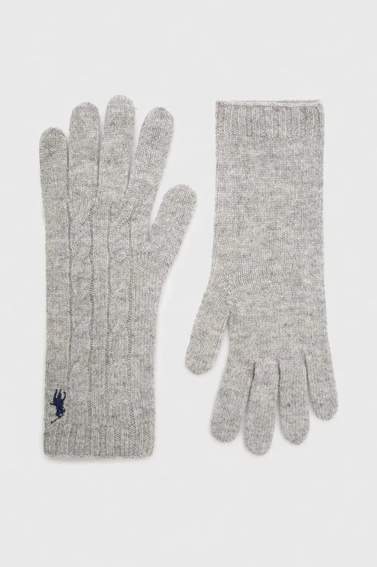 γκρί Μάλλινα γάντια Polo Ralph Lauren Γυναικεία