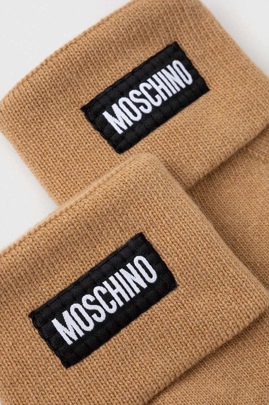 Moschino rękawiczki kaszmirowe brązowy