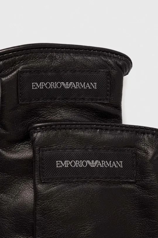 Δερμάτινα γάντια Emporio Armani μαύρο