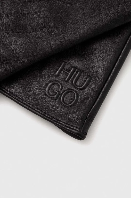 Шкіряні рукавички HUGO чорний