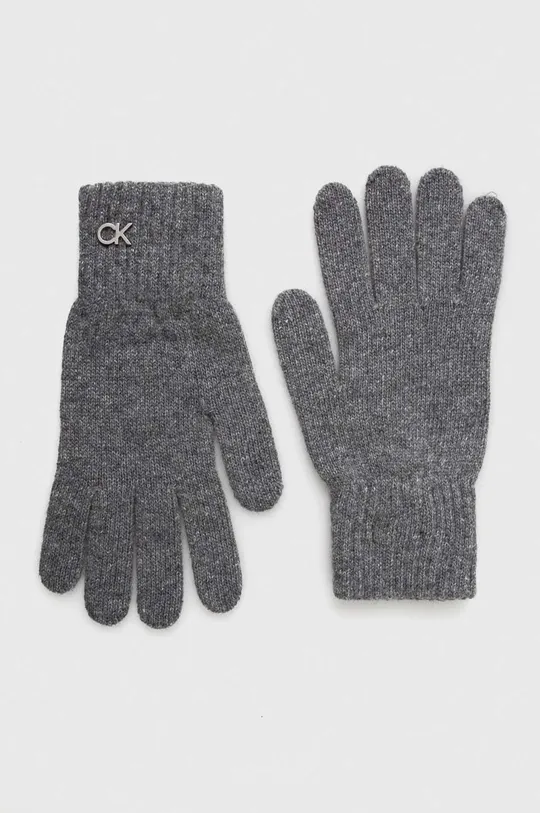 szary Calvin Klein rękawiczki z domieszką wełny Damski