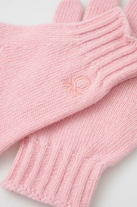 Дитячі вовняні рукавички United Colors of Benetton рожевий