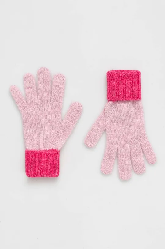 ροζ Παιδικά γάντια με μείγμα μαλλιού United Colors of Benetton Παιδικά