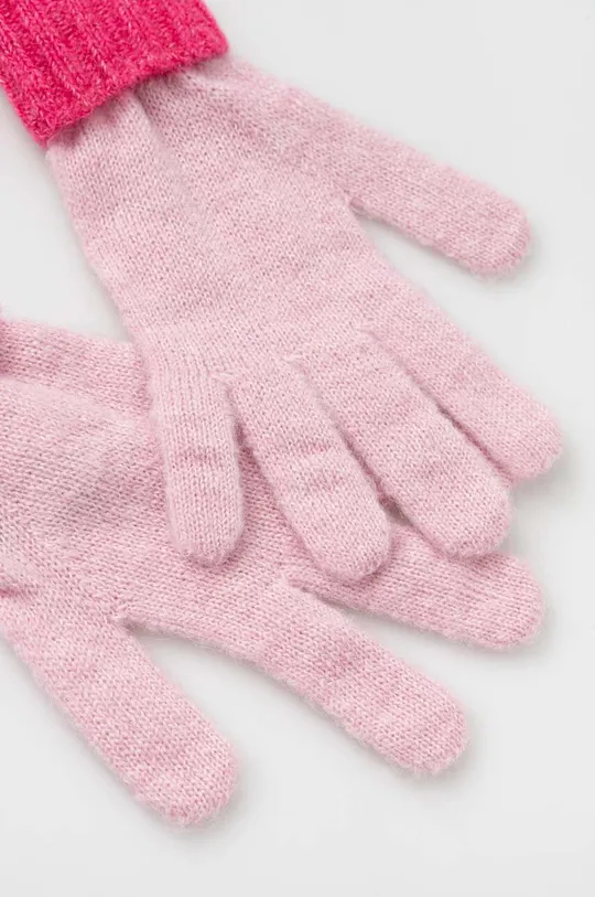 Detské rukavice s prímesou vlny United Colors of Benetton ružová