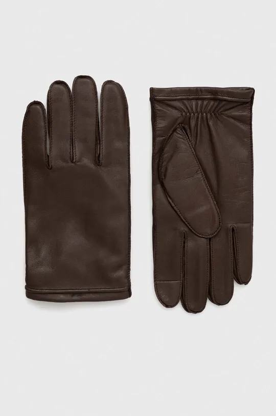 коричневый Кожаные перчатки BOSS Мужской