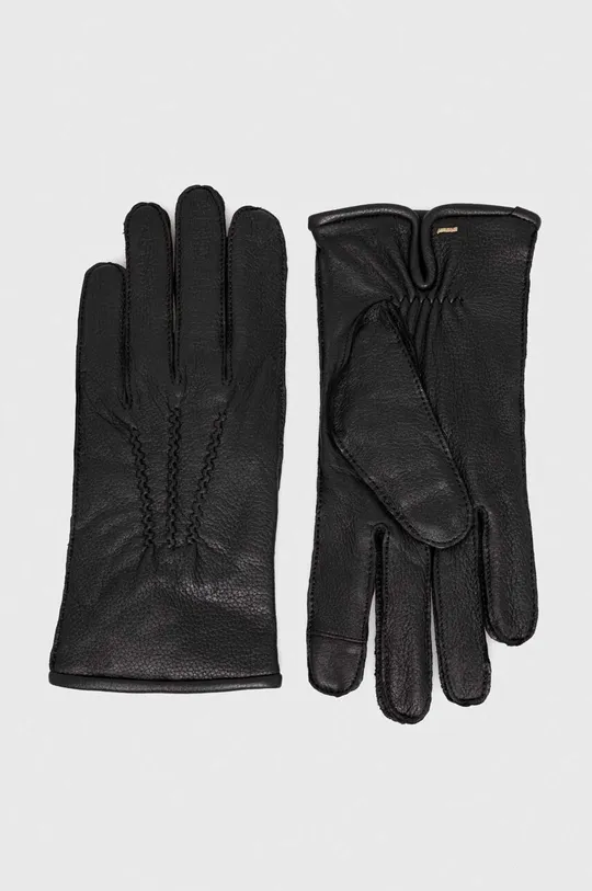 Δερμάτινα γάντια BOSS λείο δέρμα μαύρο 50496769