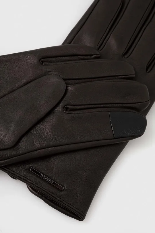 Δερμάτινα γάντια Calvin Klein μαύρο