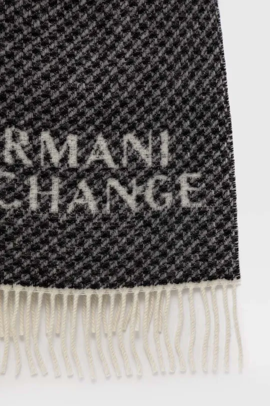 Armani Exchange szalik wełniany czarny