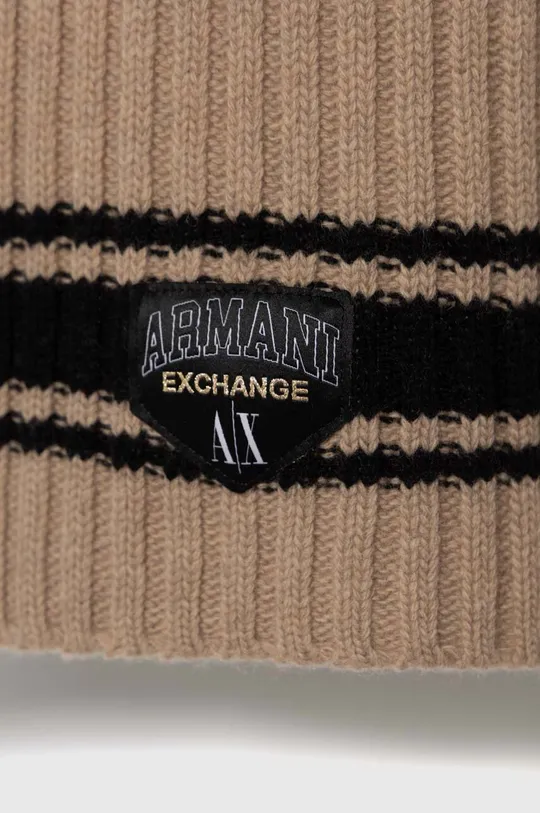 Вовняний шарф Armani Exchange коричневий