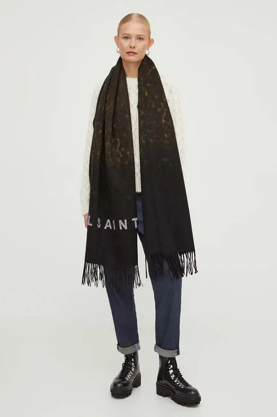 коричневий Вовняний шарф AllSaints Жіночий