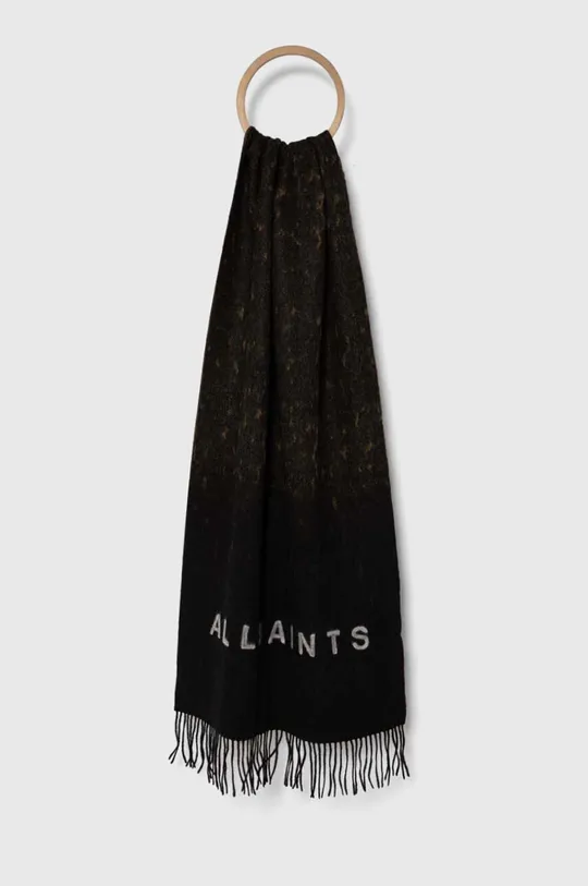 Вовняний шарф AllSaints коричневий