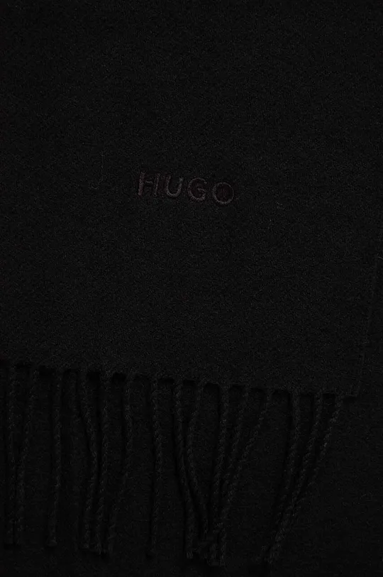 Шерстяной шарф HUGO чёрный