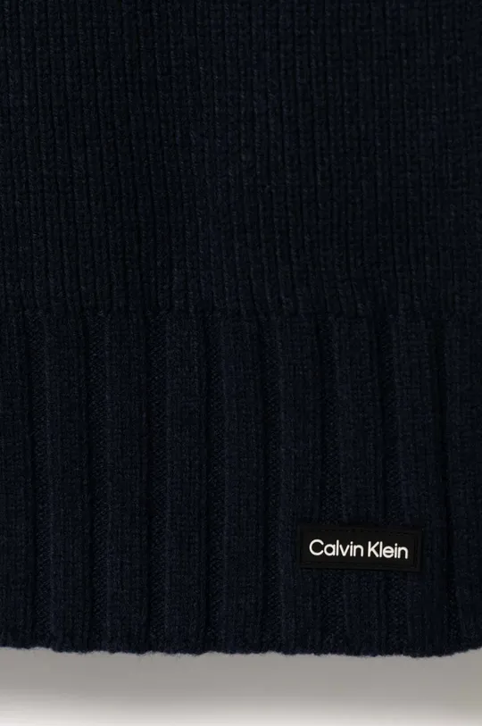 Μάλλινο κασκόλ Calvin Klein σκούρο μπλε