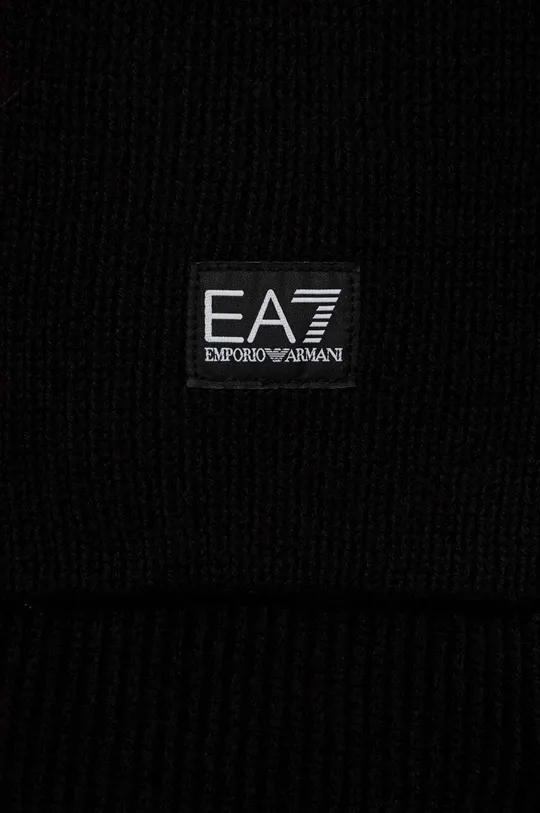 Шарф с примесью шерсти EA7 Emporio Armani чёрный