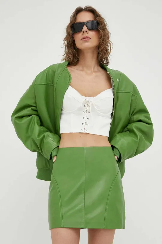 πράσινο Δερμάτινη φούστα Remain Γυναικεία