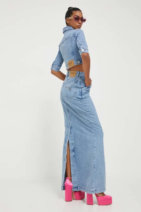 Rifľová sukňa Moschino Jeans modrá