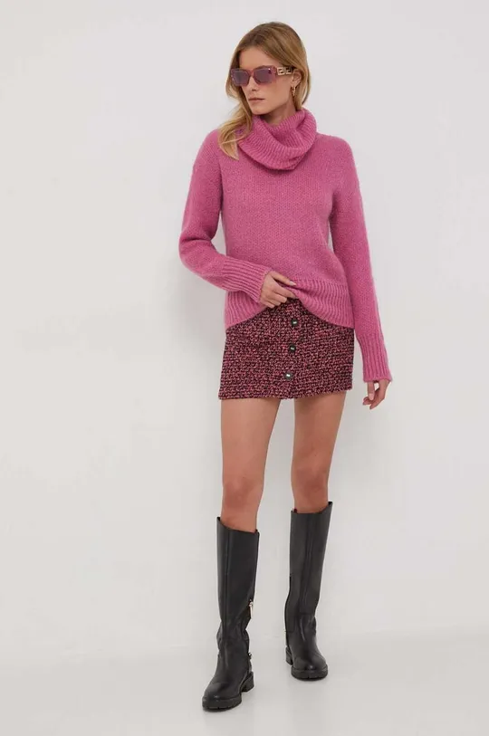Suknja s primjesom vune United Colors of Benetton roza