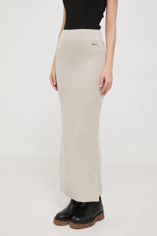 béžová Vlnená sukňa Calvin Klein Dámsky