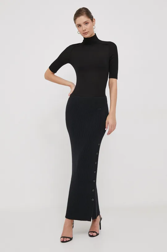Μάλλινη φούστα Calvin Klein μαύρο