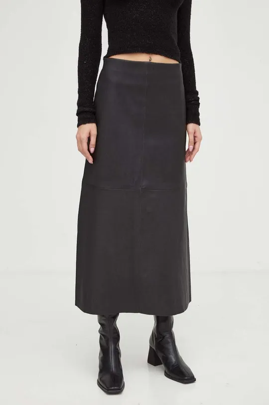 Kožená sukňa By Malene Birger čierna