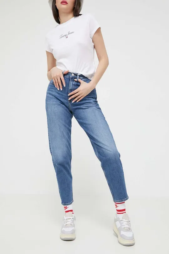 granatowy Tommy Jeans jeansy MOM JEAN Damski