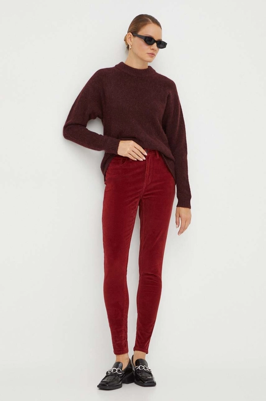 burgundské Manšestrové nohavice Levi's 721 HIGH RISE SKINNY Dámsky