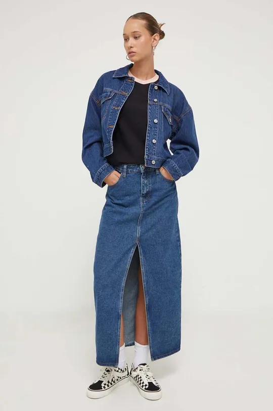 Jeans jakna Abercrombie & Fitch mornarsko modra