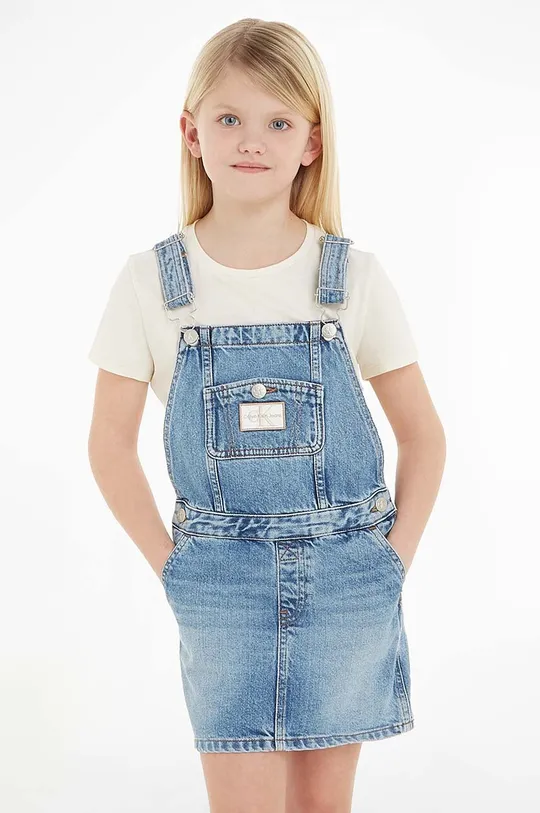 modra Otroška jeans obleka Calvin Klein Jeans Dekliški