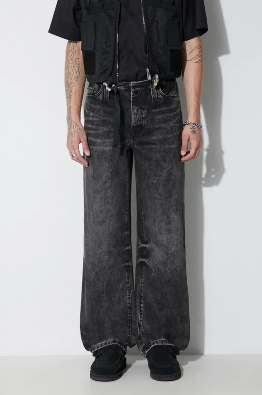 czarny 032C jeansy wide leg Męski