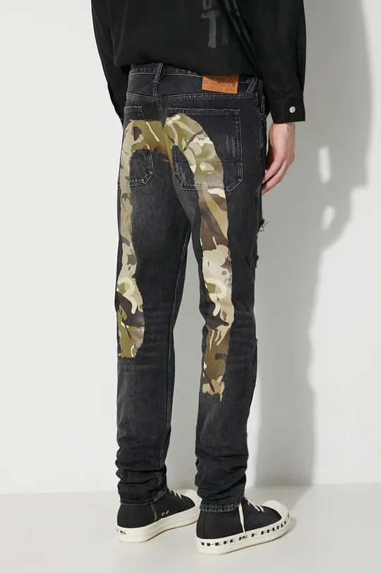 czarny Evisu jeansy Camuflage Brushstroke Daicock Męski