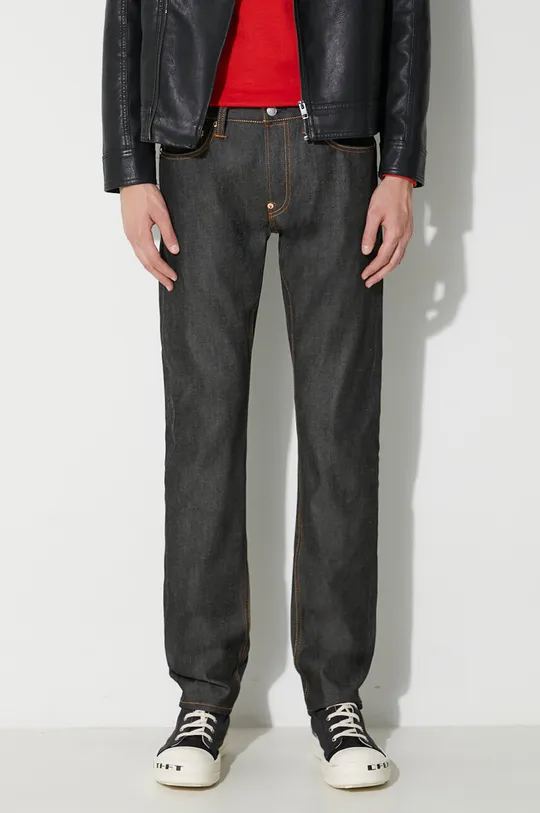 negru Evisu jeans Seagull Textured Embroidery De bărbați