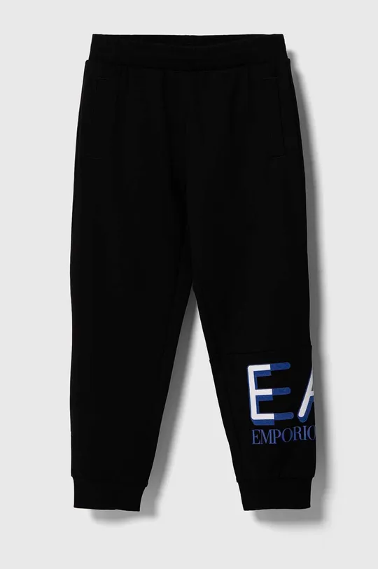 чёрный Детские хлопковые штаны EA7 Emporio Armani Для мальчиков