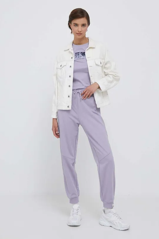Παντελόνι φόρμας Calvin Klein Jeans μωβ