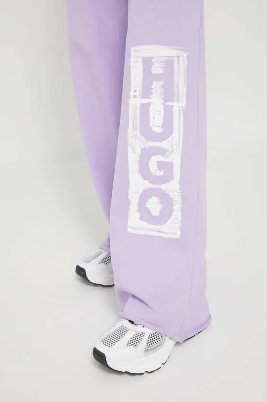 fioletowy HUGO spodnie bawełniane