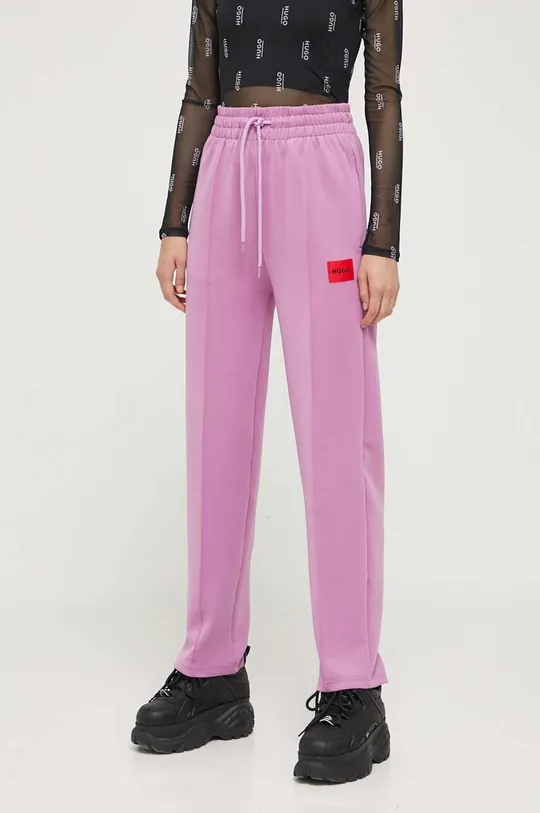 fioletowy HUGO spodnie dresowe Damski