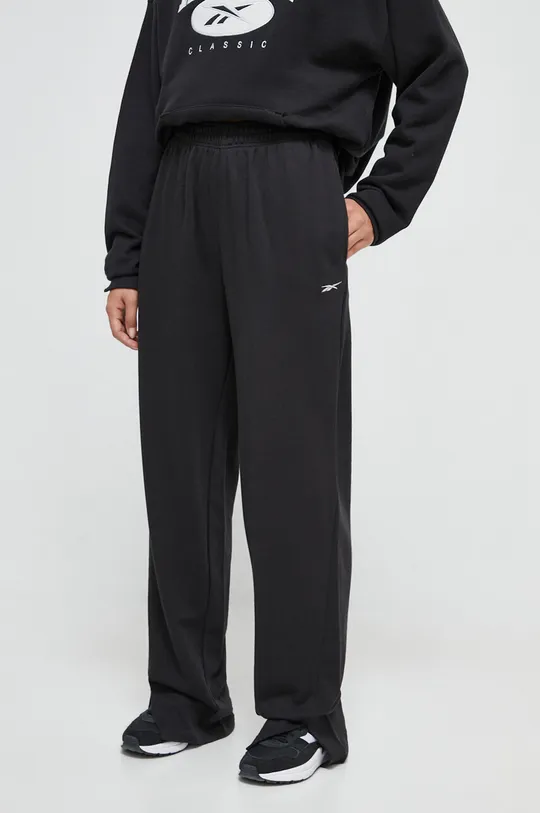 czarny Reebok Classic spodnie dresowe bawełniane Damski