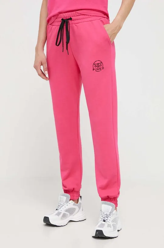 różowy Pinko spodnie dresowe bawełniane Damski