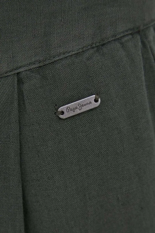 zelená Ľanové nohavice Pepe Jeans Feva