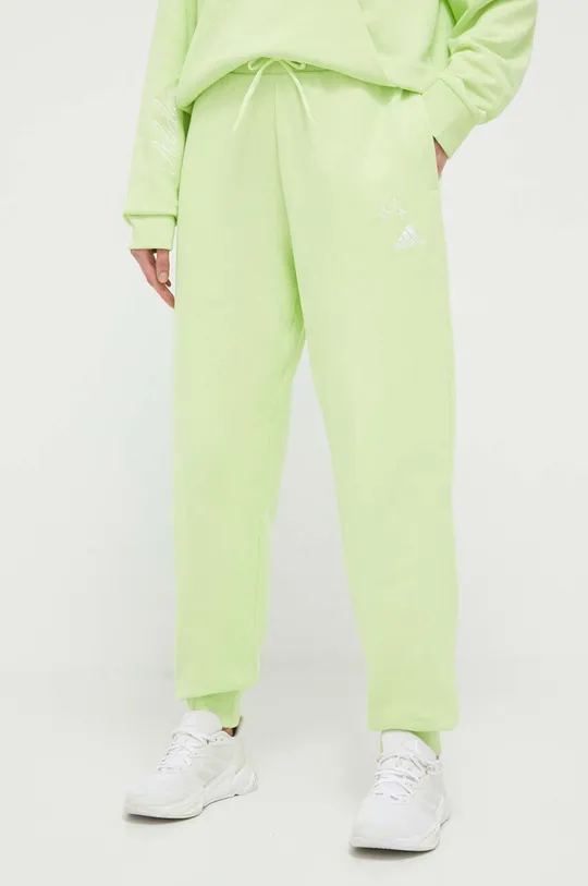зелёный Хлопковые брюки adidas Женский