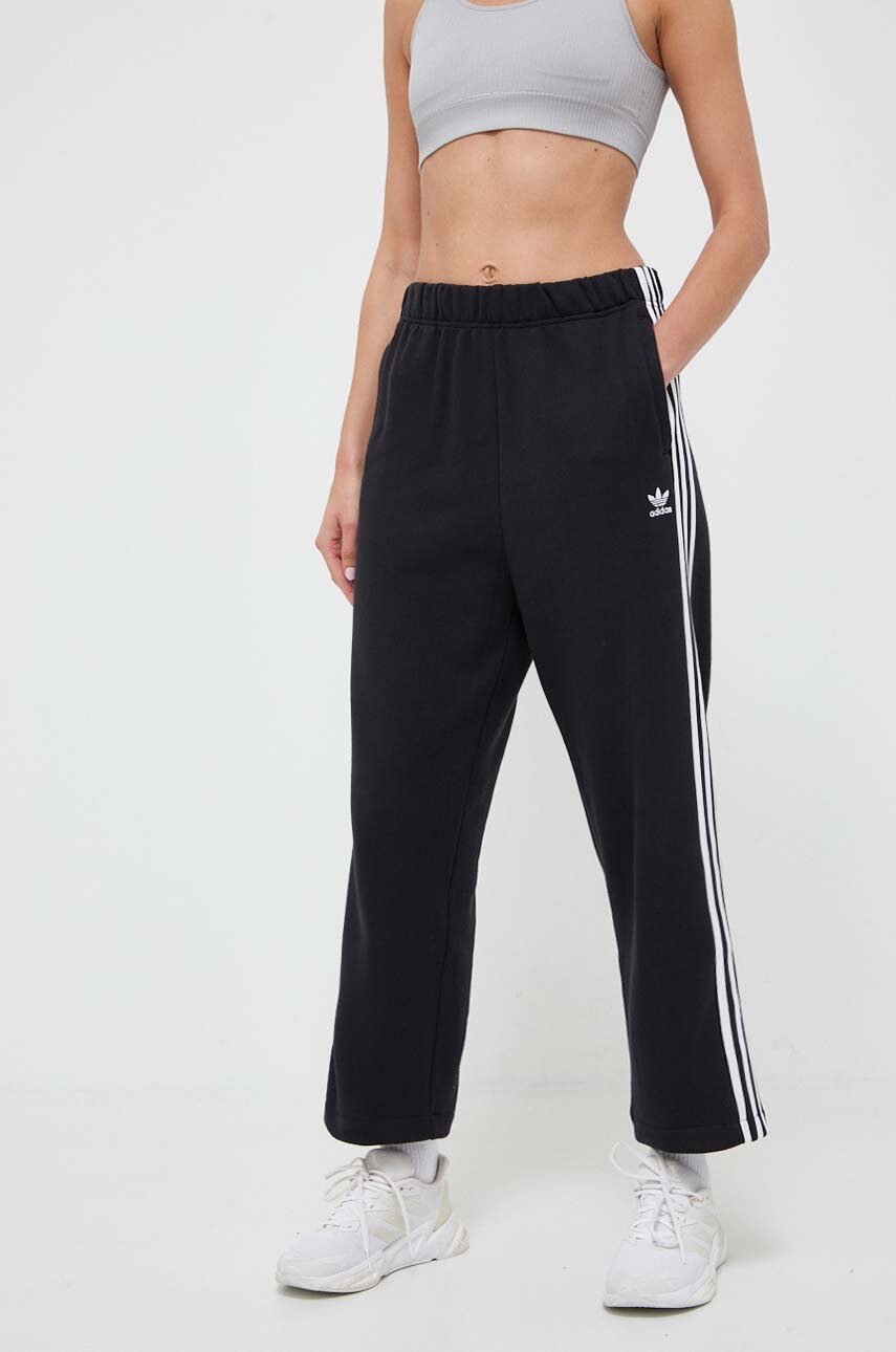 negru adidas Originals pantaloni de trening din bumbac Open Hem Pant De femei