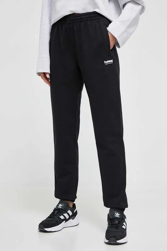 czarny Hummel spodnie dresowe bawełniane hmlLGC SHAI REGULAR PANTS Damski