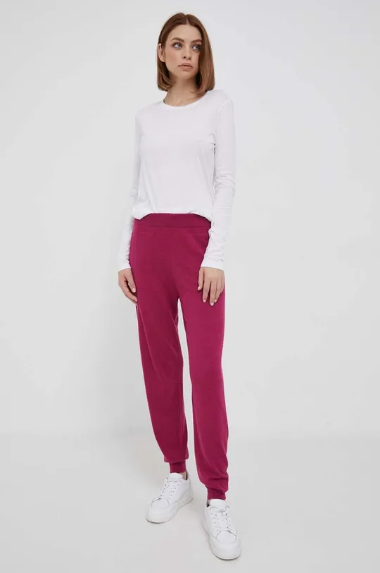Παντελόνι με μείγμα κασμίρ United Colors of Benetton ροζ