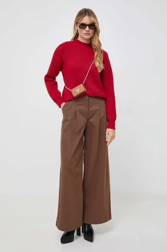 Pinko spodnie bawełniane brązowy