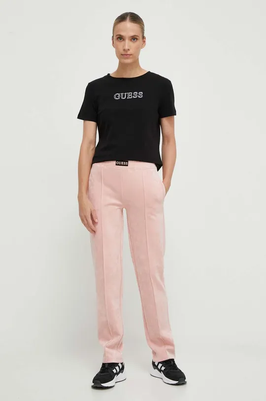 Guess spodnie dresowe różowy